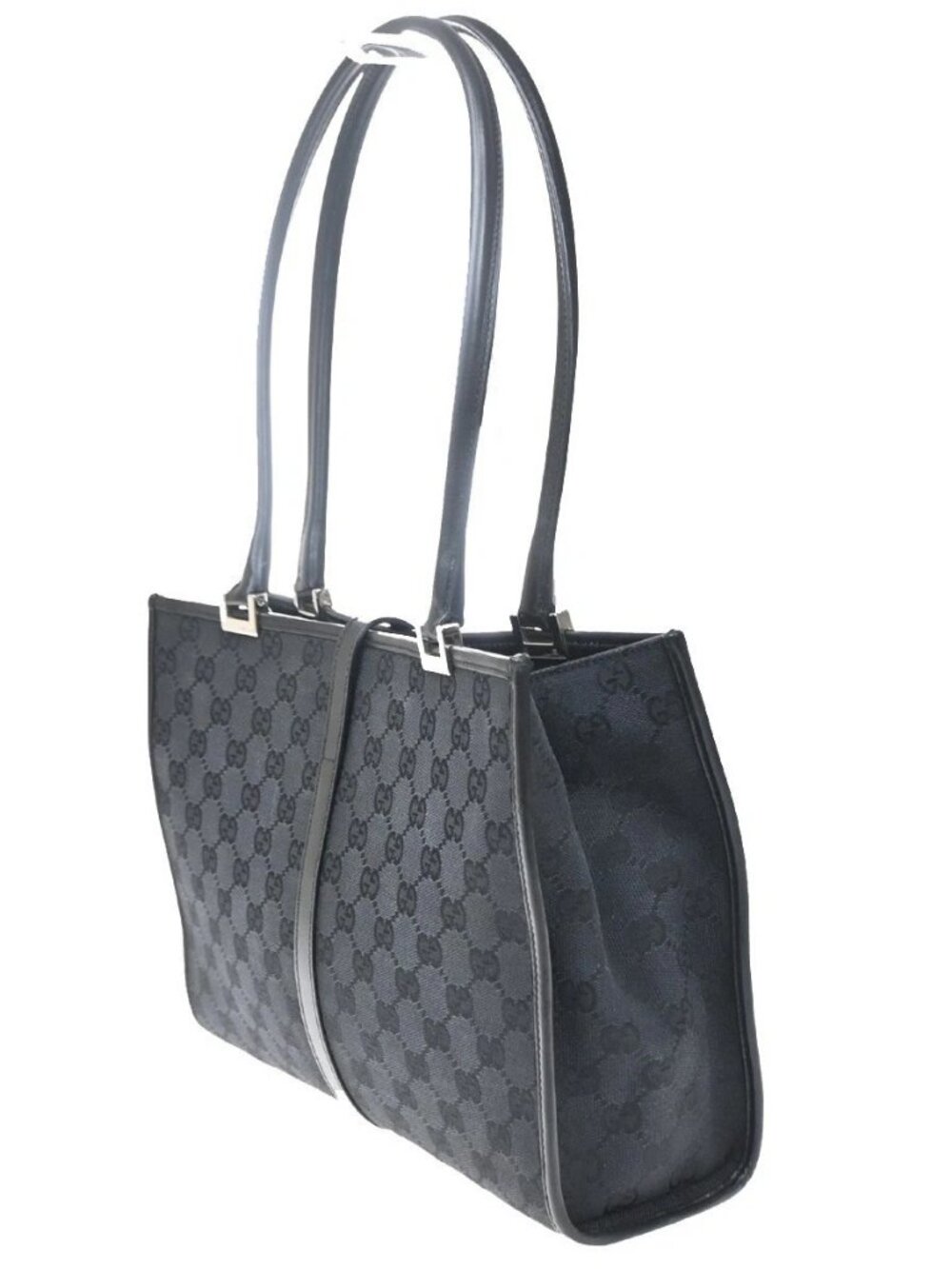 Gucci GG Pattern Jackie Shoulder Tote Bag Canvas Leather Black Italy 79SA077 - Picture 4 of 14